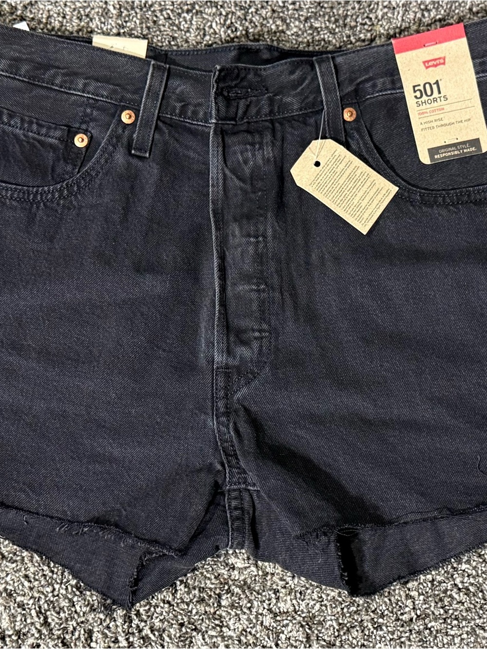 Levi's 501 Women's Black Jean Shorts with Raw Hem